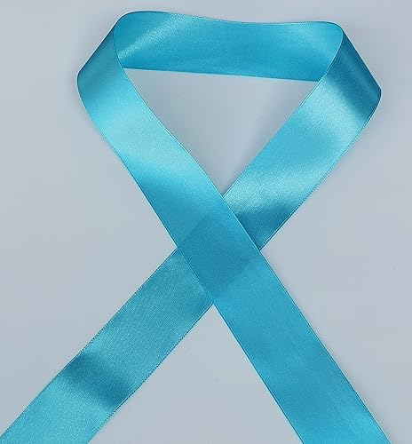 Miniatura 2 de Cinta de satén azul lago para envolver regalos de 1.5 pulgadas x 25 yardas, cinta de tela de color sólido para manualidades, lazos para el cabello,