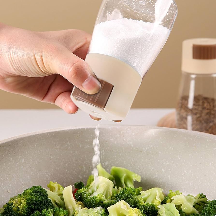 Amazon｜塩振り容器、モダンなステンレス塩シェーカー、透明