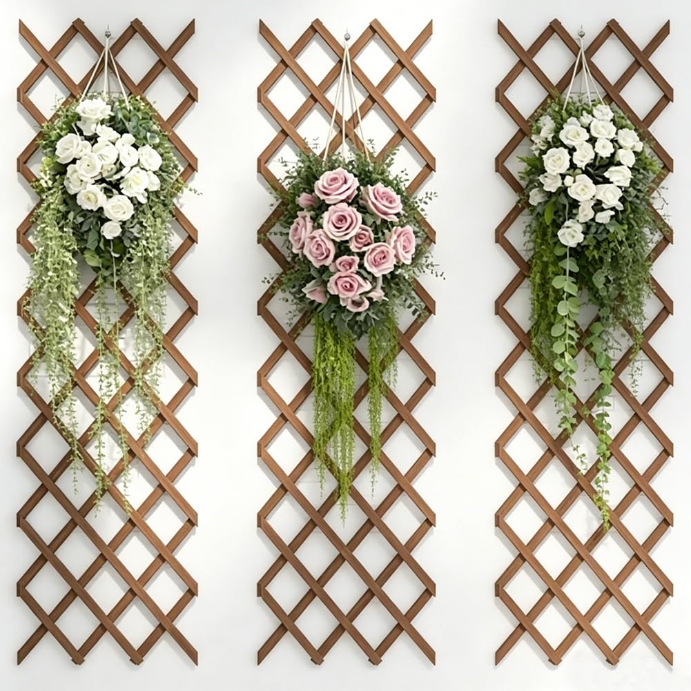 GZHERVICES Vallas Retráctiles para Jardín, Enrejados De Madera Maciza, Paneles De Valla De Celosía De Madera, Enrejados De Celosía para Balcones Y Estructuras para Plantas Trepadoras(50cm)