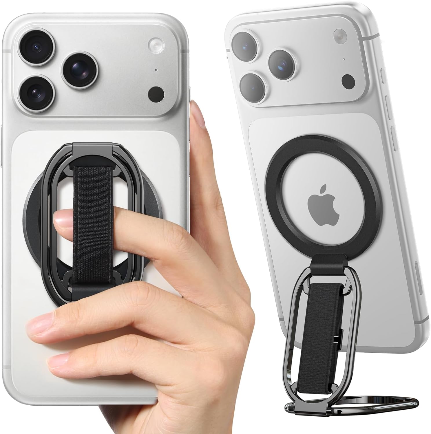 [2024 Newest] for MagSafe Phone Grip for MagSafe Kickstand Compatible with MagSafe Finger Loop, 4-in-1 Phone Ring Holder Strap for MagSafe iPhone 16/15/14/13/12 Series