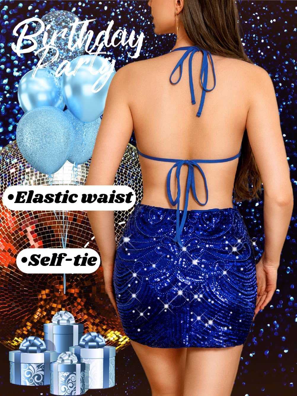 Sequin Dress for Women,Glitter Sparkly Backless Bodycon Mini Dresses,Sexy Concert Outfits Prom Homecoming - Image 3