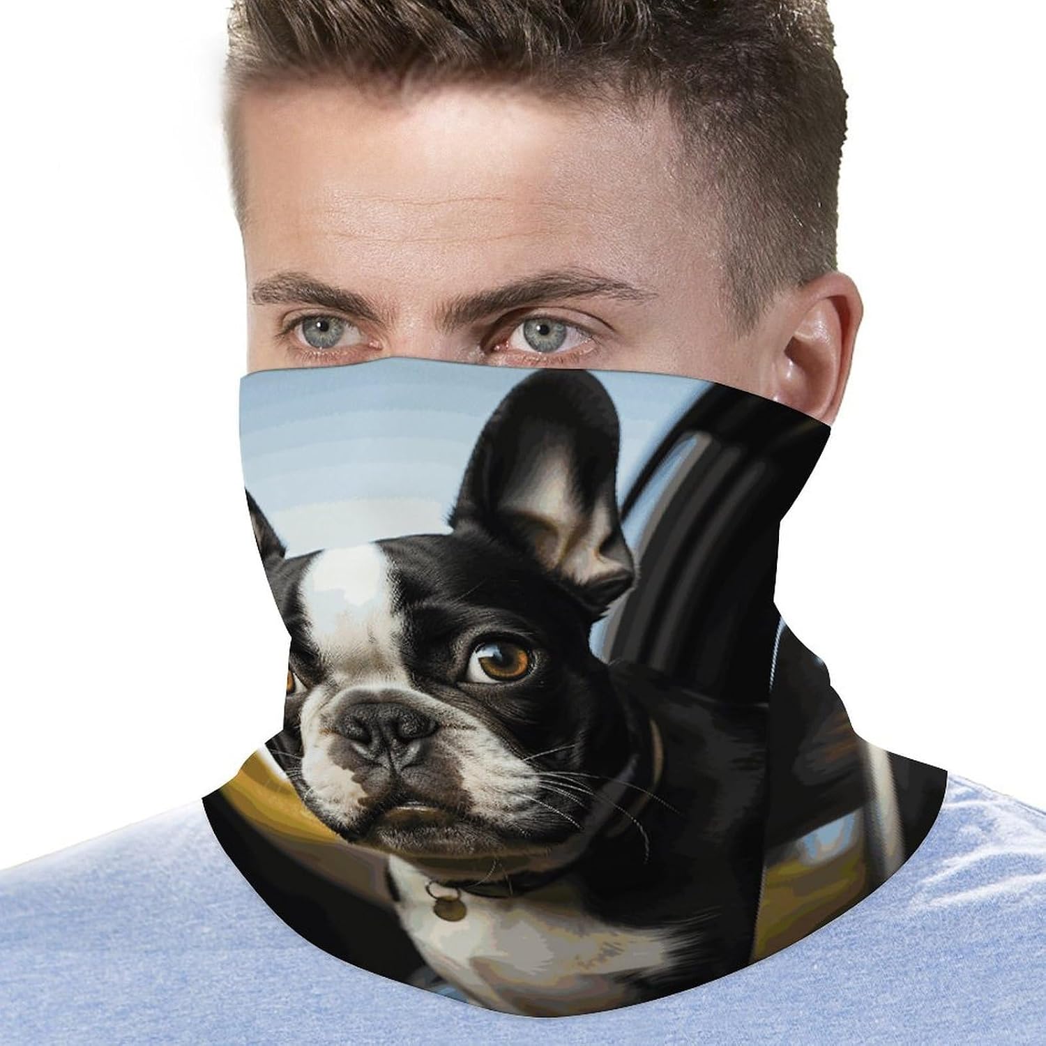 Puppy Dog Boston Terrier Neck Gaiter Cooling Breathable Face Mask UV Protection Scarf Hiking Bandana