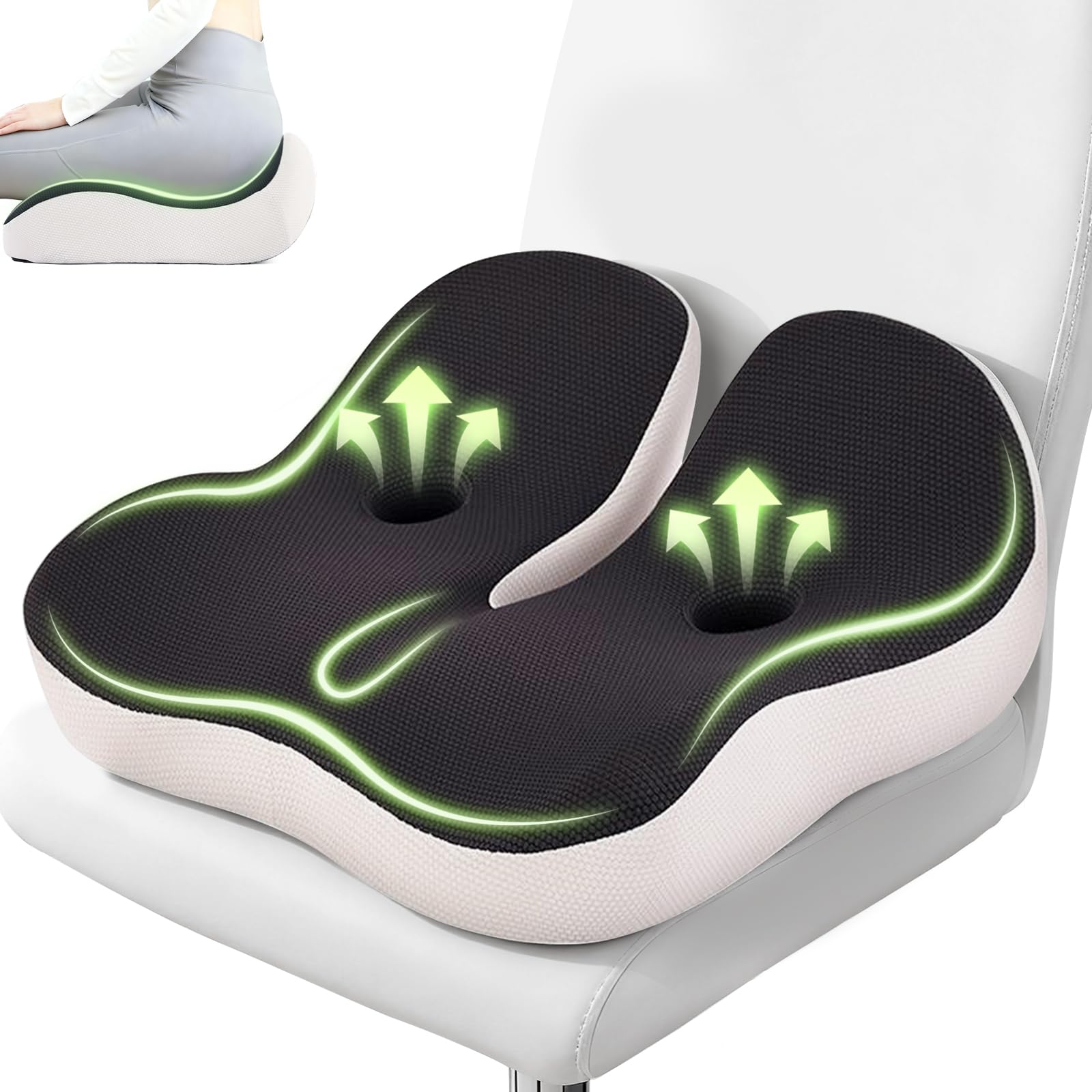 Coussin Chaise Bureau, Coussin Ergonomique Assise, pour Dispersion de la Pression Coccyx, Fesses,adapté aux chaises de Bureau, Voitures,Gaming,Fauteuil Roulant