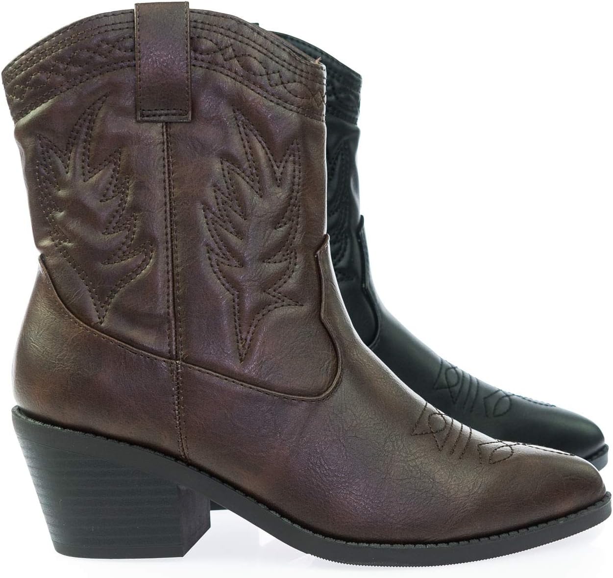 Soda Picotee Women Western Cowboy Cowgirl Stitched Ankle