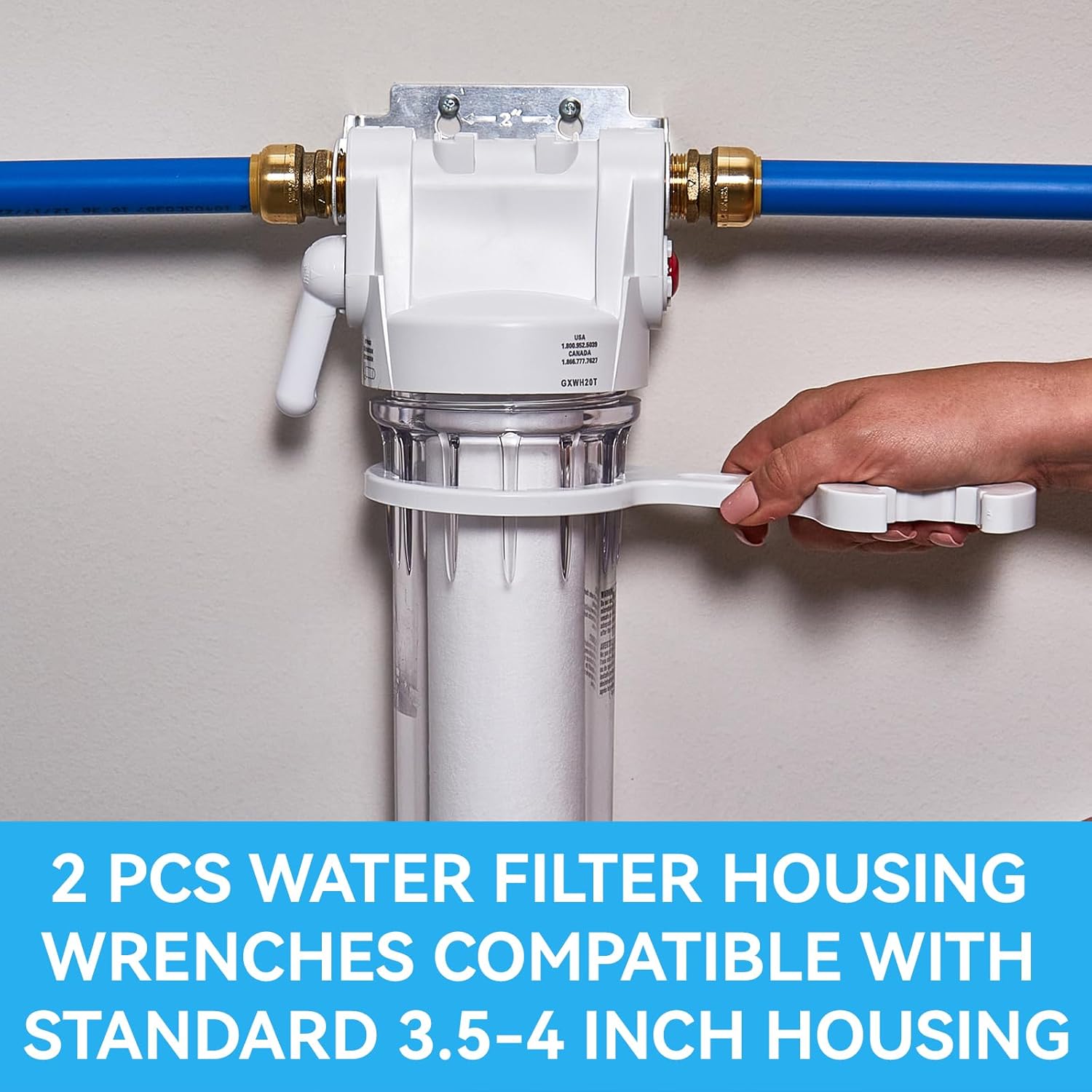 2 Pcs Water Filter Housing Wrenches Compatible with GE Water Systems GXWH20S, GXWH20T, GXWH20F, GXWH04F, GXRM10RBL, GX1S01R Water Filter Housing for Removal of at-Home Filtration