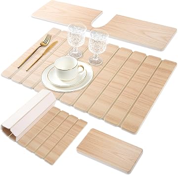 Diatomaceous Stone Drying Mat for Kitchen Counter with Sink Faucet Mat, Wooden Parrten Design Absorbent Quick Dry Dish Drying Mat Set, Diatomite Stone Slat Countertop Pad for Dishes, Cups