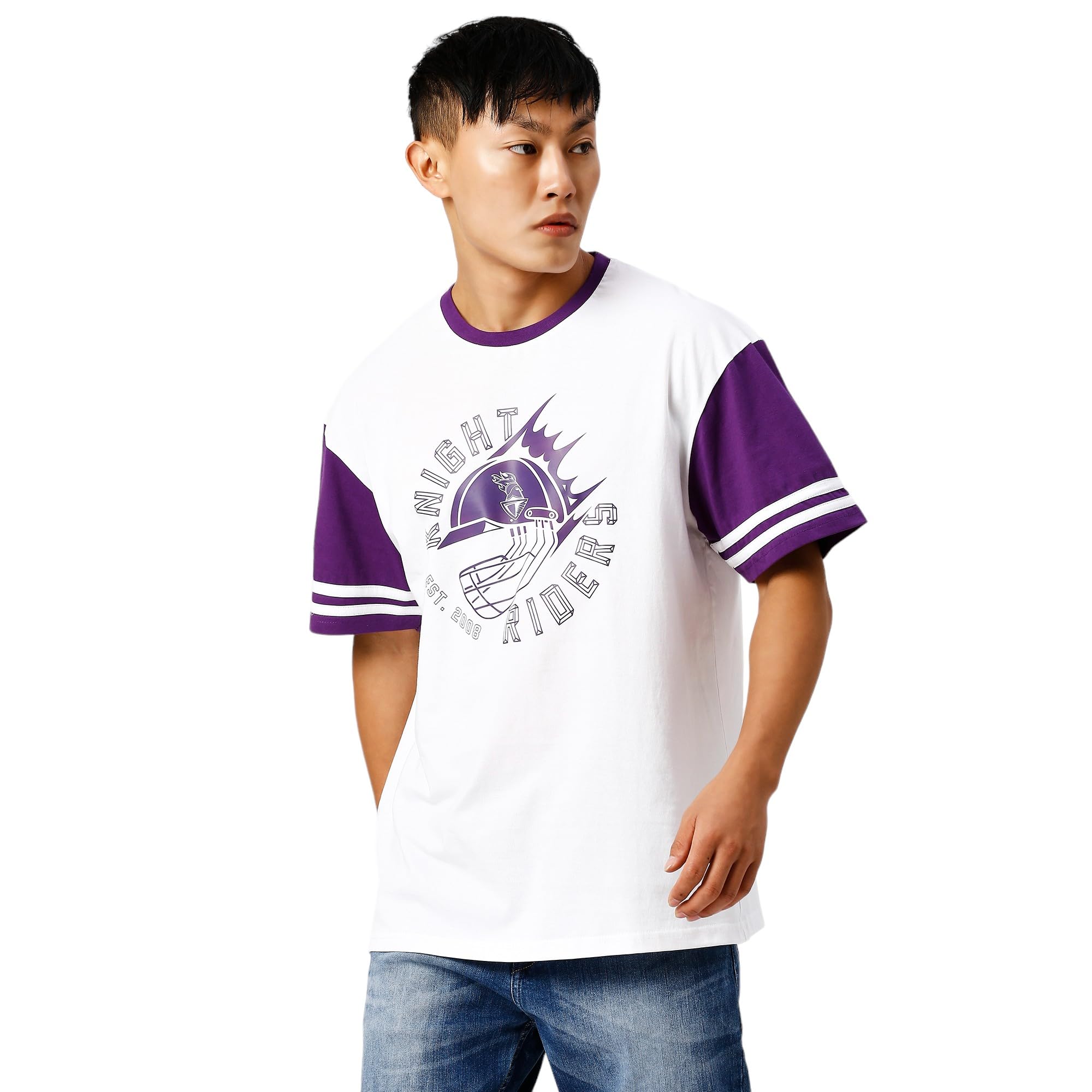 playR x KKR Knight Over Sized Tee - Half Sleeve Men's Regular Fit T-Shirt, Comfortable Sportswear for Match, Training & Casual Wear, Stylish Tee for All Seasons-image-47