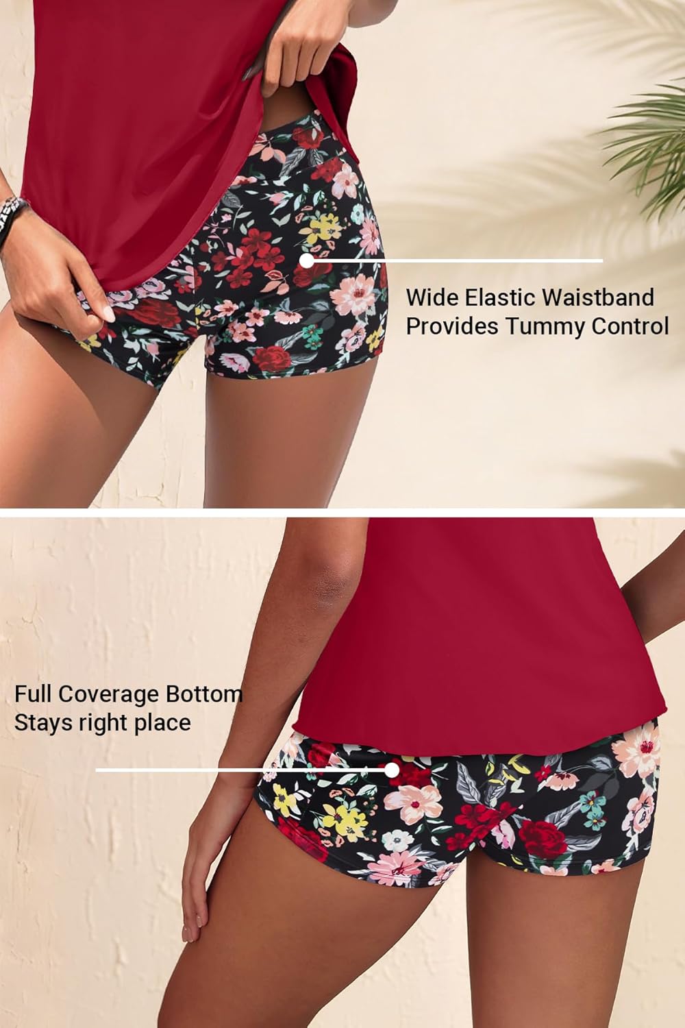 Aqua Eve Women's Two Piece Tankini Swimsuit with Shorts - Flowy Tummy Control Bathing Suit with Scallop Trim 2025 - Image 4