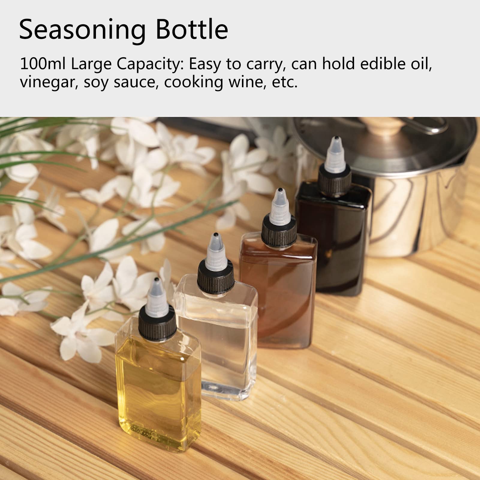 Set 4 Bottiglie Spremitrici In Plastica Da 100ml - Ideali Per Salse, Olio, Senape E Condimenti - Perfette Per Picnic, Campeggio E Uso Quotidiano
