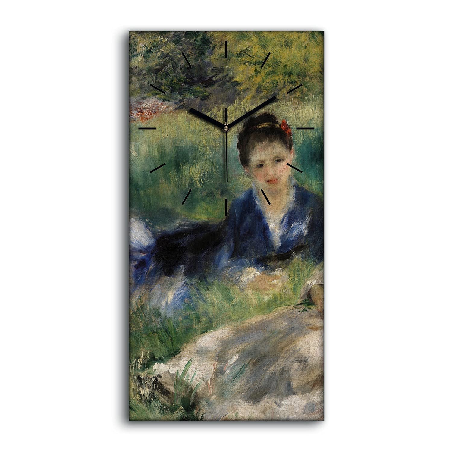 Horloge sur Toile Coloray 30x60cm avec Mains Noires pour Décoration Moderne de Salon