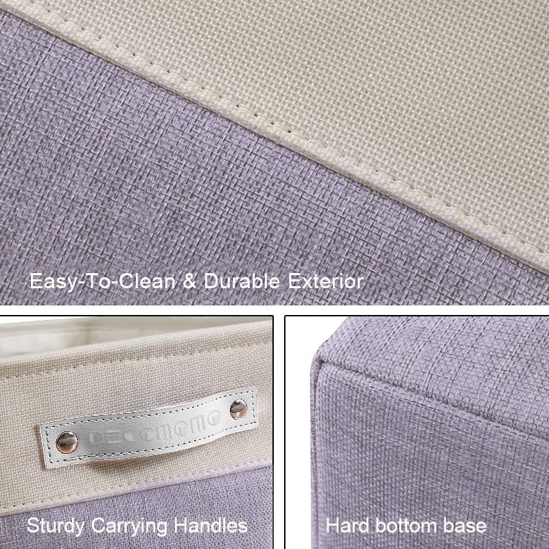 Image of DECOMOMO Foldable Storage Bin [3-Pack] Collapsible Sturdy Cationic Fabric Storage Basket Cube W /Handles for Organizing Shelf Nursery Home Closet (Purple and White, Large - 15 x 11 x 9.5)
