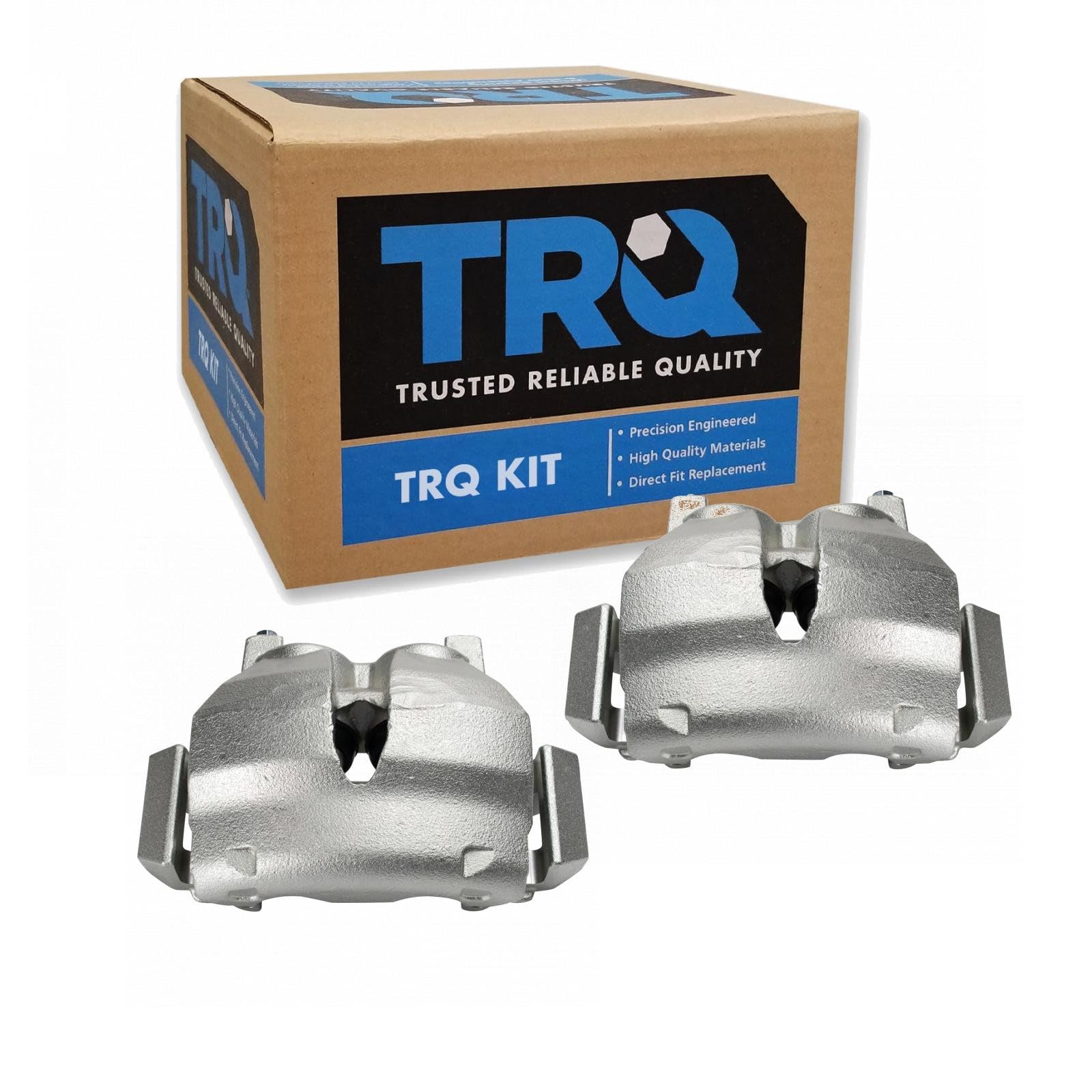 TRQ Front Brake Caliper Set Zinc Coated Brackets
