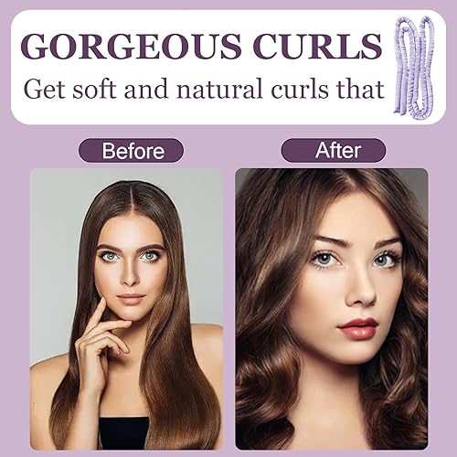 Miniatura 2 de 5 diademas de seda sin calor, rizador de ondas finas encriptadas, alargado y suave, sin calefacción, adecuado para cabello medio a largo, dorado