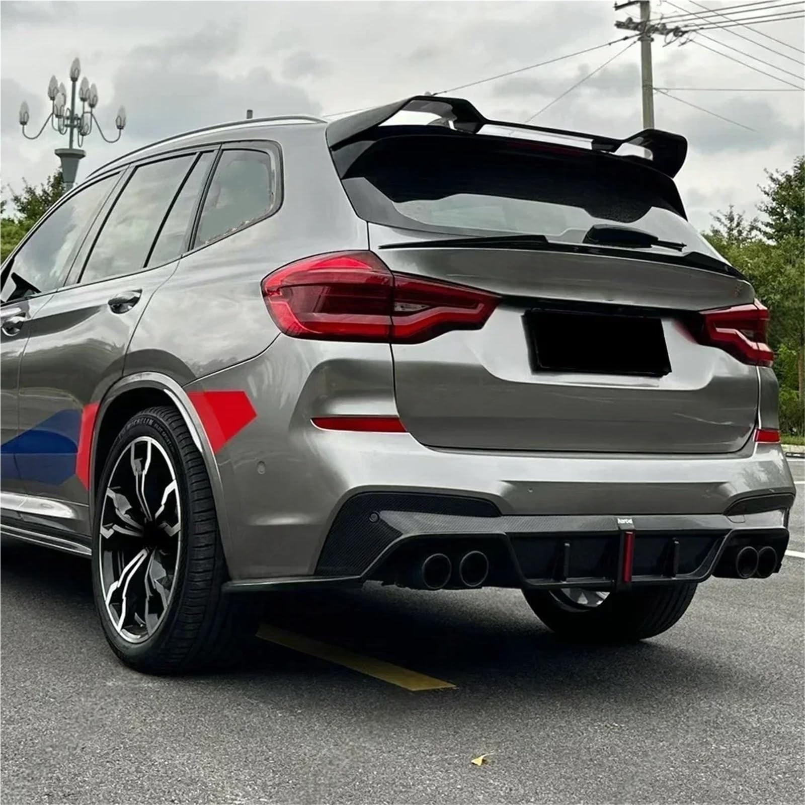 Kompatybilny z BMW X3 G01 2018 2019 2020 2021 2022 2023 2024+ pokrywa bagażnika samochodu tylny Spoiler tylny Spoiler Splitter dyfuzor nadwozie zestaw zewnętrzny(Carbon Fiber Look)