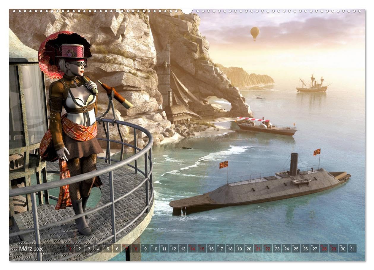 Steampunk Träume (hochwertiger Premium Wandkalender 2026 DIN A2 quer), Kunstdruck in Hochglanz: Die zauberhafte Welt des Steampunk in 12 verträumten Bildern. (CALVENDO Kunst)