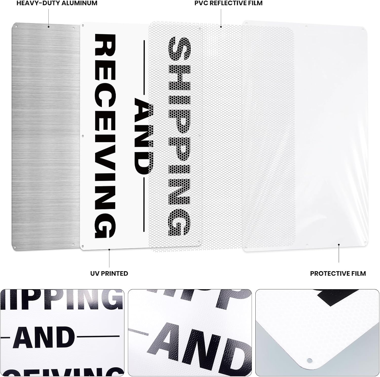 Large Shipping and Receiving Sign 18" x 24" Reflective Aluminum Metal Signs Rust-Free Deliveries Sign for Business Warehouses Factories Loading Docks Logistics Yards