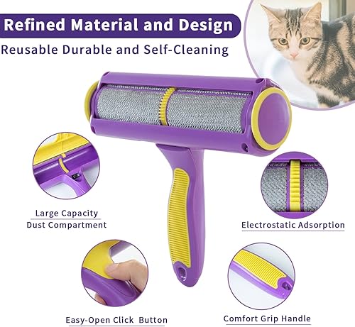 Miniatura 2 de Removedor de pelo de mascotas para muebles, cepillo reutilizable de eliminación de piel de perro y gato para sofá, ropa de cama, agarre