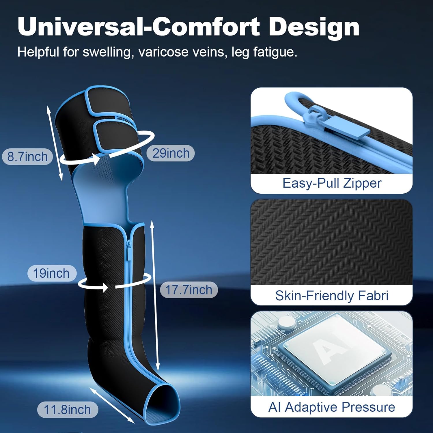 Leg Massager for Circulation and Pain Relief, Leg Massager with Heat and Compression, Leg Air Compression Massager, Gift for Women Men Mom Dad - Image 4