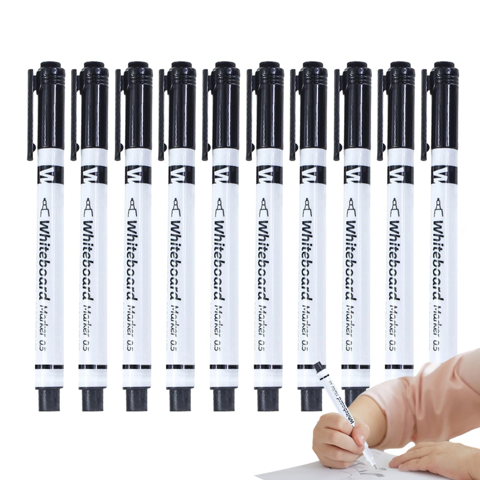 Fine Tip Dry Erase Markers, Writing Pen with Eraser,0.5mm Marker Pens with Eraser - for Teachers Schools Preschools Kindergartens Drawing Educational Activities