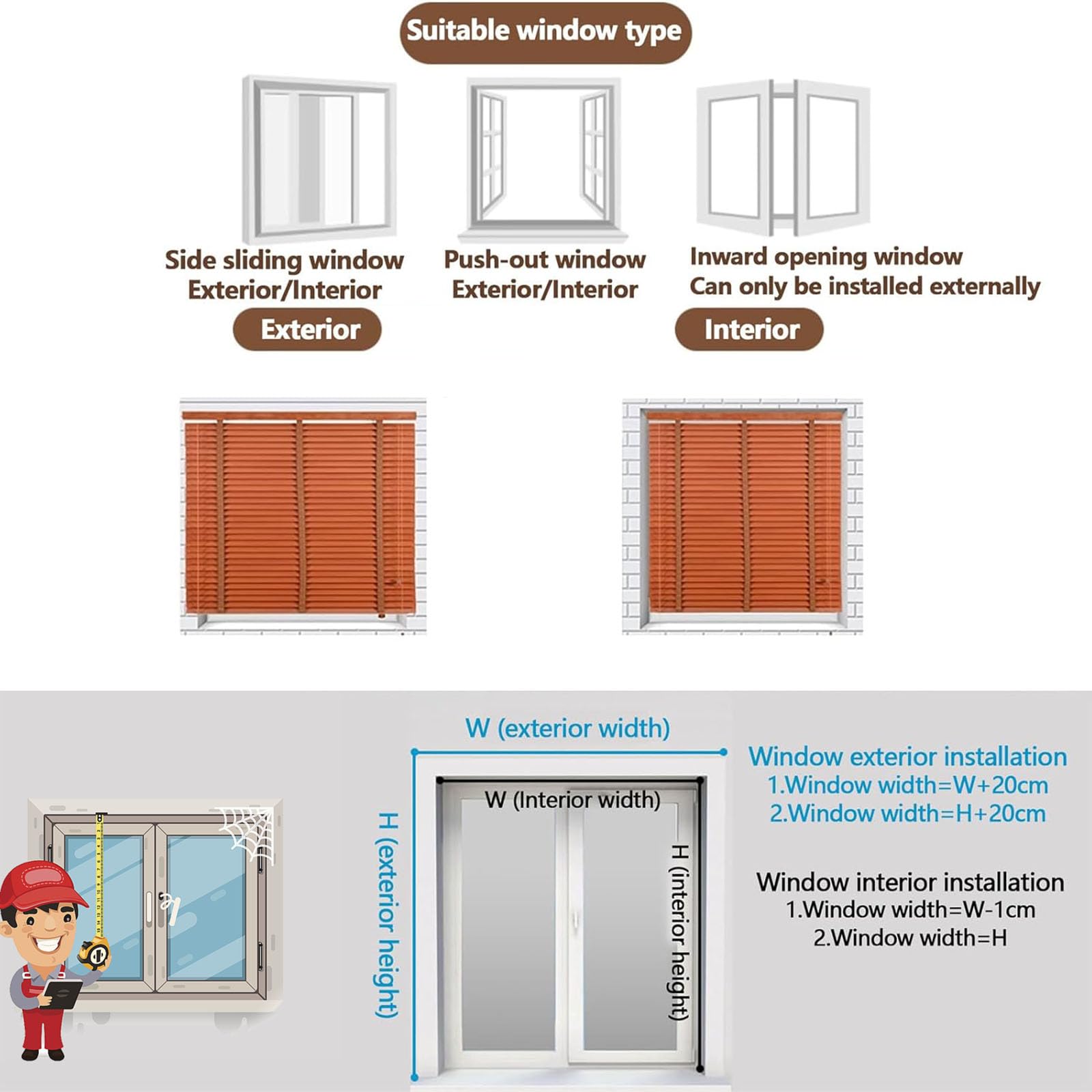 Veneziane in Legno, Tende Orizzontali, Tende in Legno a Doghe Larghe 333 mm, Veneziana Senza Foratura, Veneziane per Interni, per Camera da Letto/Soggiorno/Ufficio/Balcone, Personalizzabile