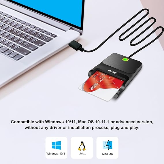 Recbot CAC Reader Military, DOD Military Common Access CAC Card Reader, Compatible with Windows, Mac OS and Linux
