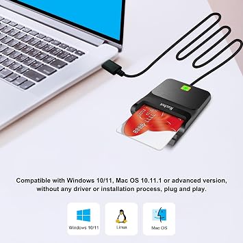 Recbot CAC Reader Military, DOD Military Common Access CAC Card Reader, Compatible with Windows, Mac OS and Linux