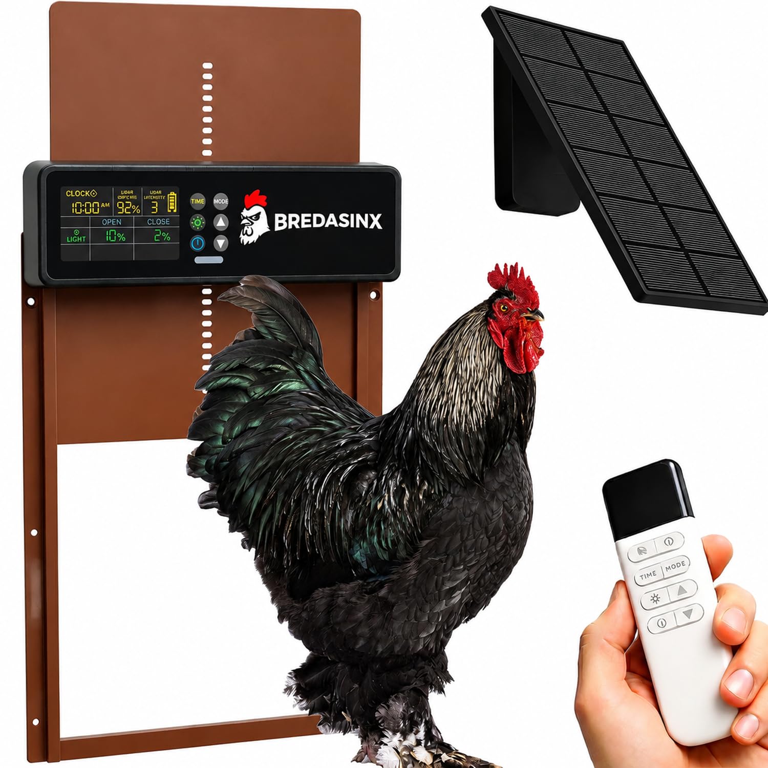 Puerta automática de gallinero de alta resistencia con diseño reforzado