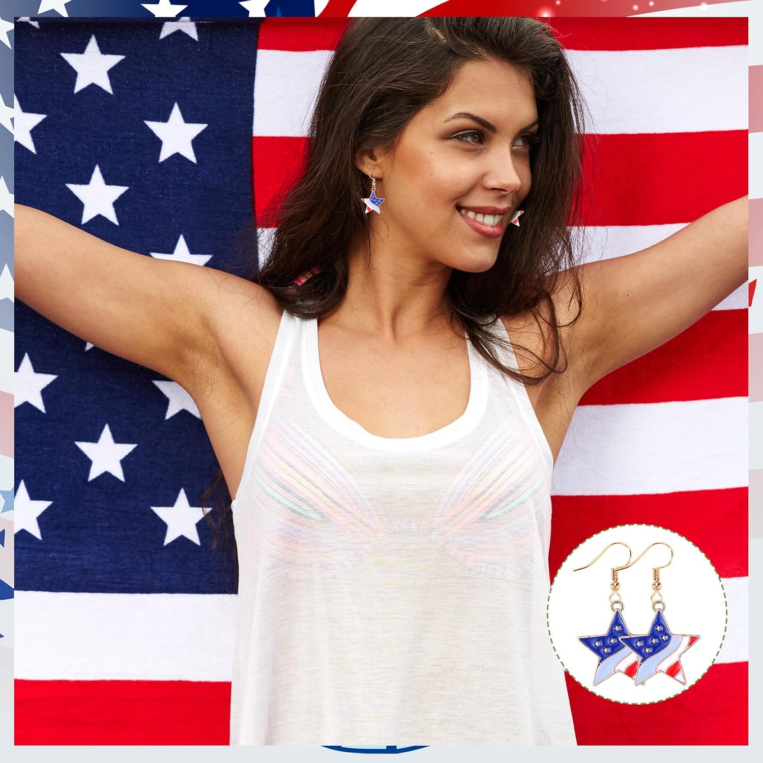 Riceshoot 72 Pairs Holiday Earrings Variety Pack Patriotic 250th Anniversary Summer Gifts Holiday Earring Bulk for Women Party Favors