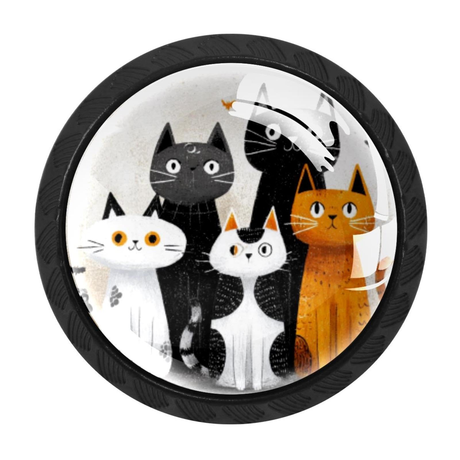 CHENZZZZ 4 Pack Halloween Cats (1) Kitchen Cabinet Knobs Drawer Knobs Door Dresser Handles for Personalized Gifts Great for Any Occasion