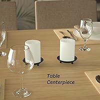 Vista 5 de Placa de vela de hierro negro mate, juego de 2, portavelas de estilo platillo de metal para velas de pilar/perfumadas/sin llama/de bola, soporte