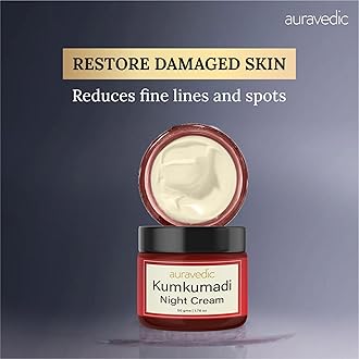 Auravedic Kumkumadi Oil Retinol Night Cream For Face - Night Cream For Women With Niacinamide, Retinol, Saffron & Padmaka - Overnight Repair & Renew For Glowing Skin, 50g