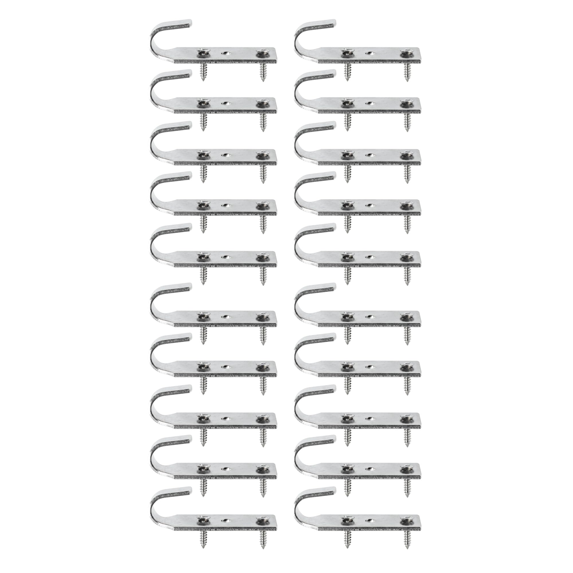 Crochet + 2 Vis | pour Fixation bâche Couverture Piscine Hors Sol Bois| INOX | Lot de 20 pièces - POOLCO