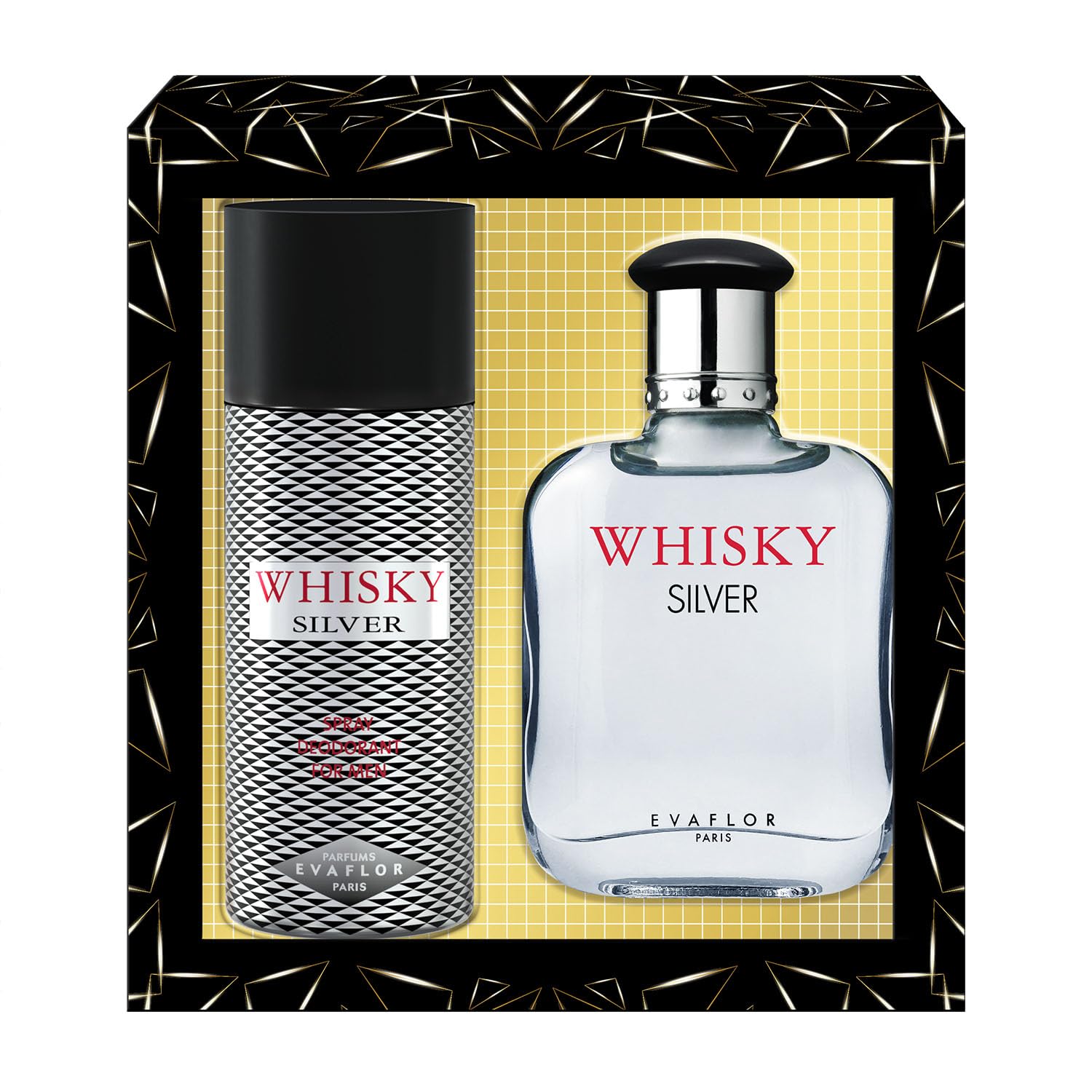 WHISKY SILVER • Cofanetto Eau de Toilette 100ML + Deodorante 15OML • Spray • Profumo Uomo • Regalo • EVAFLORPARIS