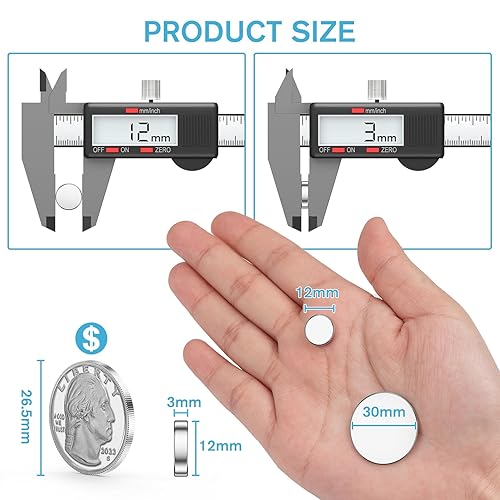 Miniatura 6 de Paquete de 60 mini imanes pequeños, imanes de disco redondos pequeños multiusos de 0.31 x 0.118 pulgadas, imán pequeño para nevera, pizarra blanca,