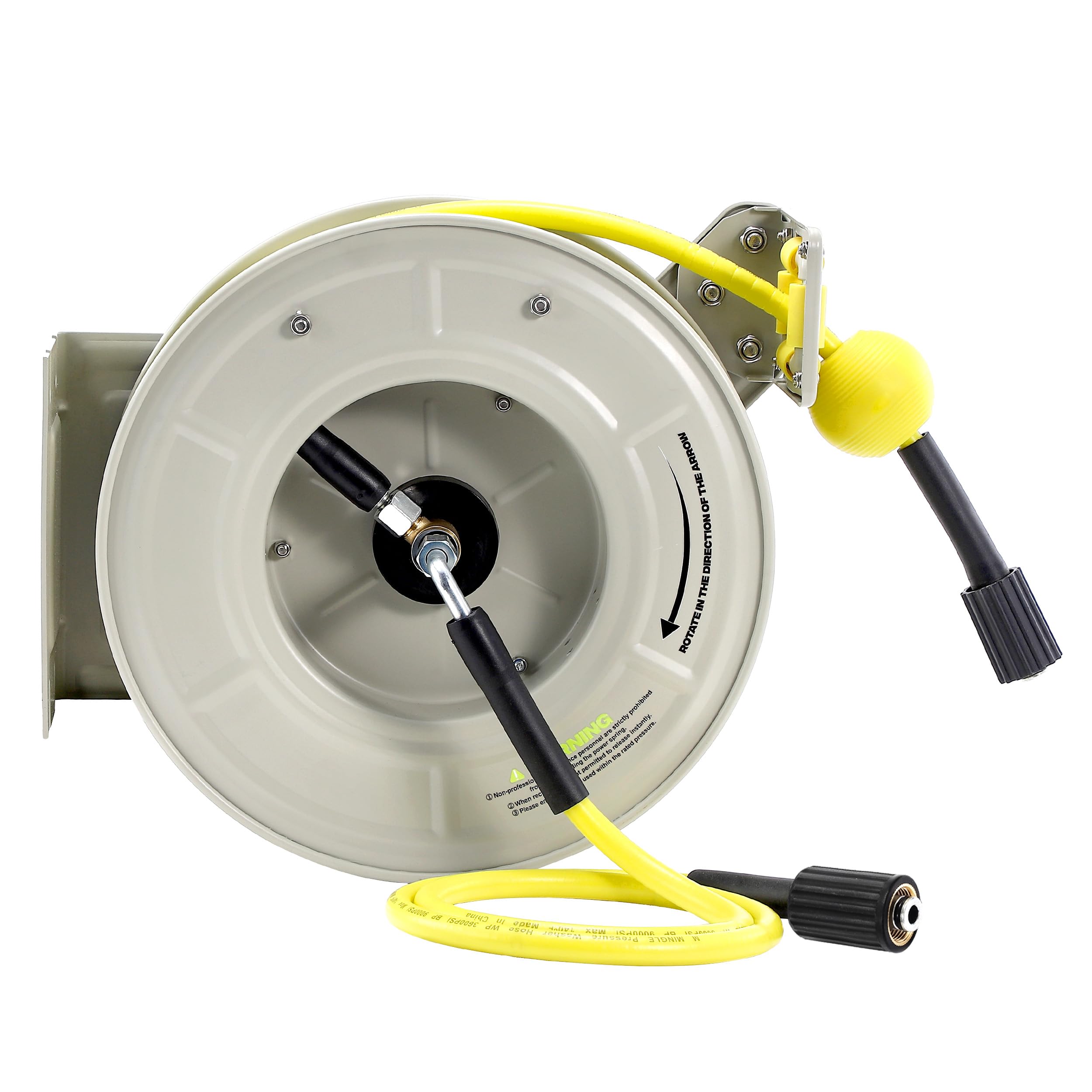 M MINGLE Enrouleur de Tuyau Rétractable pour Nettoyeur Haute Pression, Compatible avec les Séries Karcher K2, K3, K4, K5, K6, K7, 1/4" (6,35 mm) × 18 m, Montage Murale, 250 bar (3600 PSI)