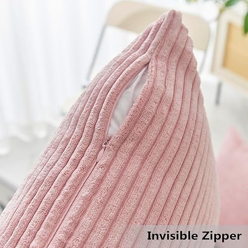 Vista 206 de Home Brilliant - Juego de 2 fundas de almohada de 24 x 24 pulgadas / 61 x 61 cm., de terciopelo de pana a rayas, cojín cuadrado decorativo, funda