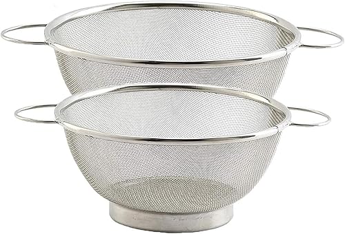 Colador Colador Cesta Acero Inoxidable Premium - (Talla 16 y 7.9 in), Juego de 2 piezas