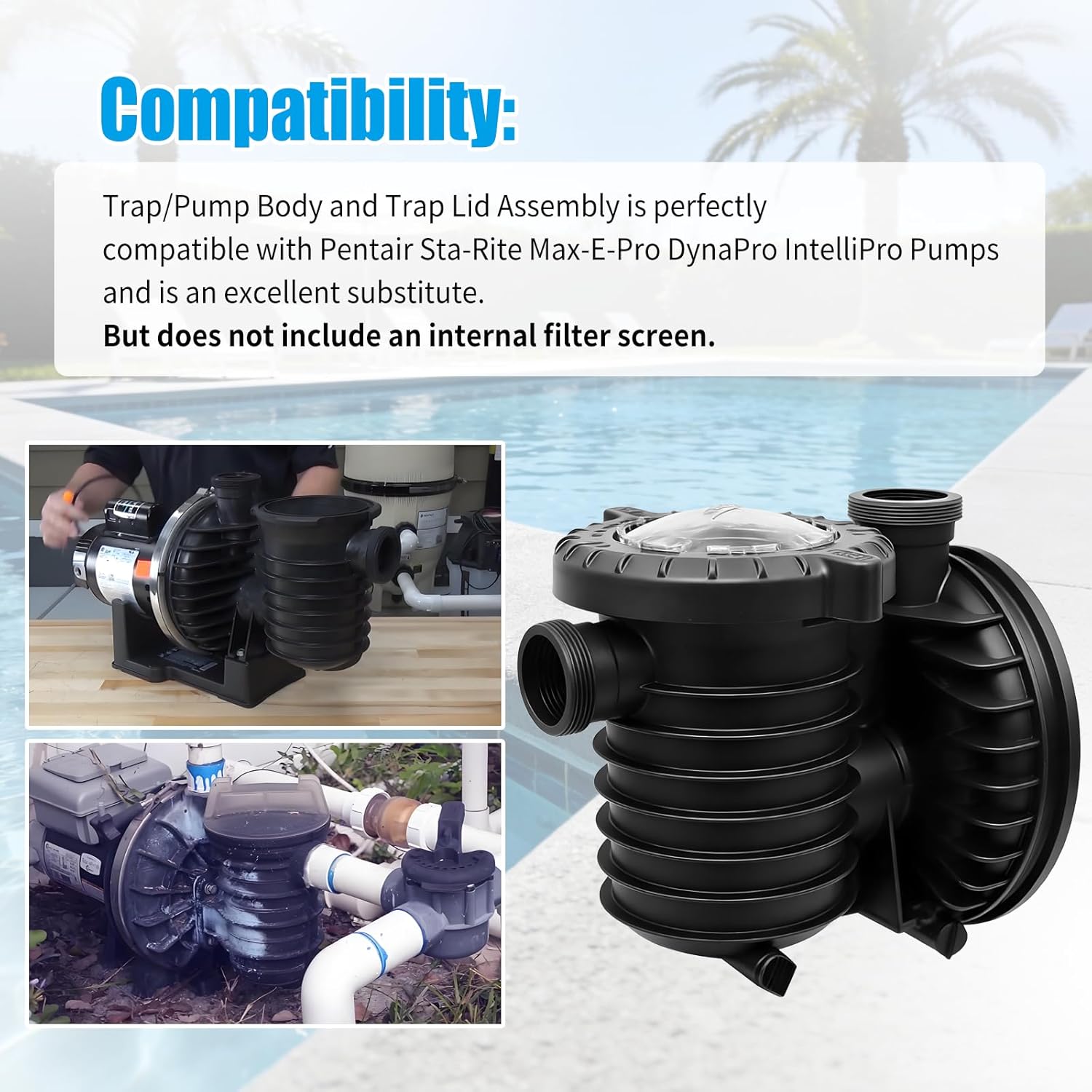 17307-0110S Pump Strainer Housing Compatible with Pentair Sta-Rite 5P2R Max-E-Glas/Dura-Glas Filter Pumps Replacement Filter Shell, 17307-0110S Strainer Pumps Body