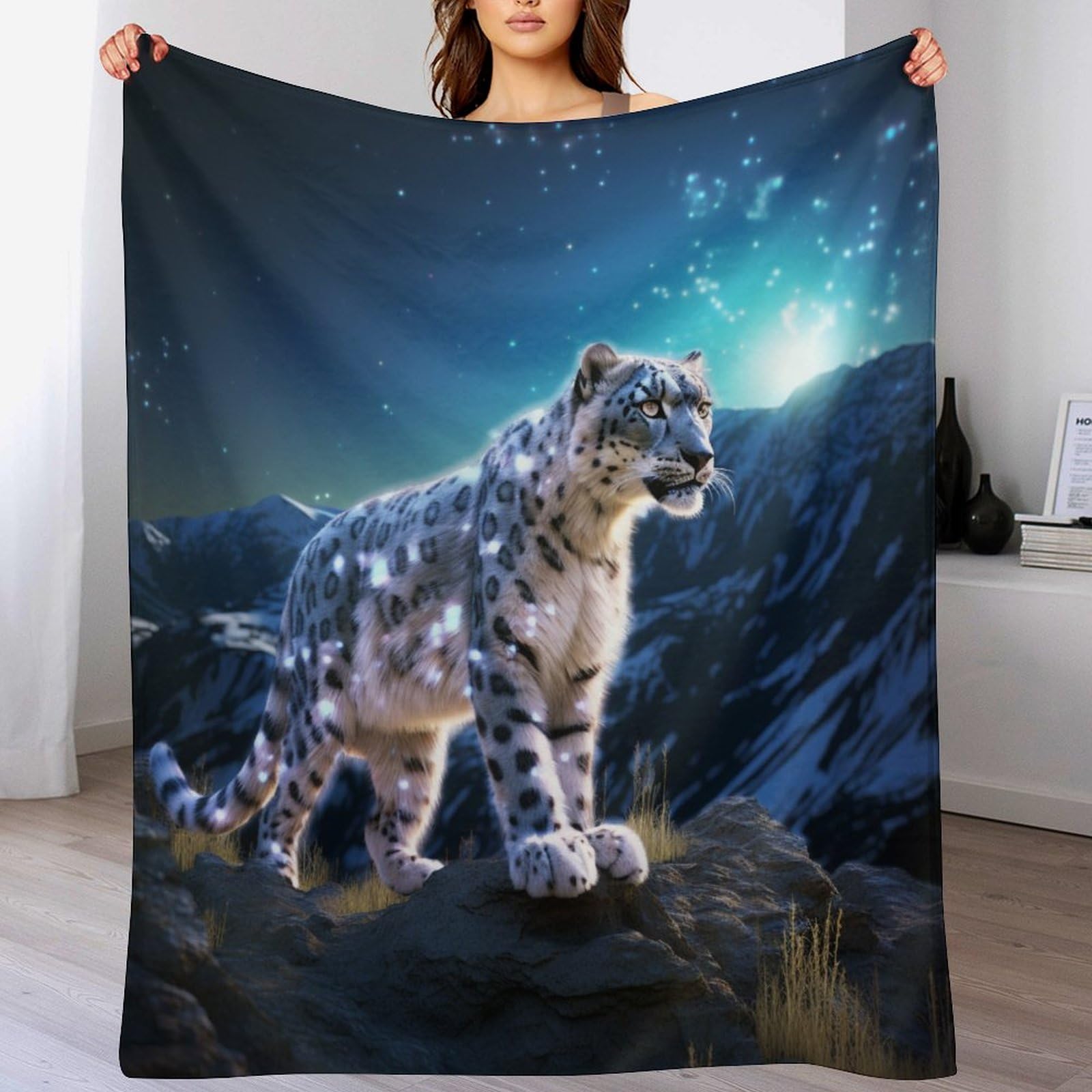 Couverture en léopard 3D moelleuse contre le froid sur le lit ou le canapé