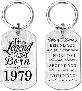 Yobent 47th Birthday Gifts for Men 1979, Happy 47th Birthday Keychain, 47 Year Old Bday Gift for Male Man, The Legend was Born in 1979