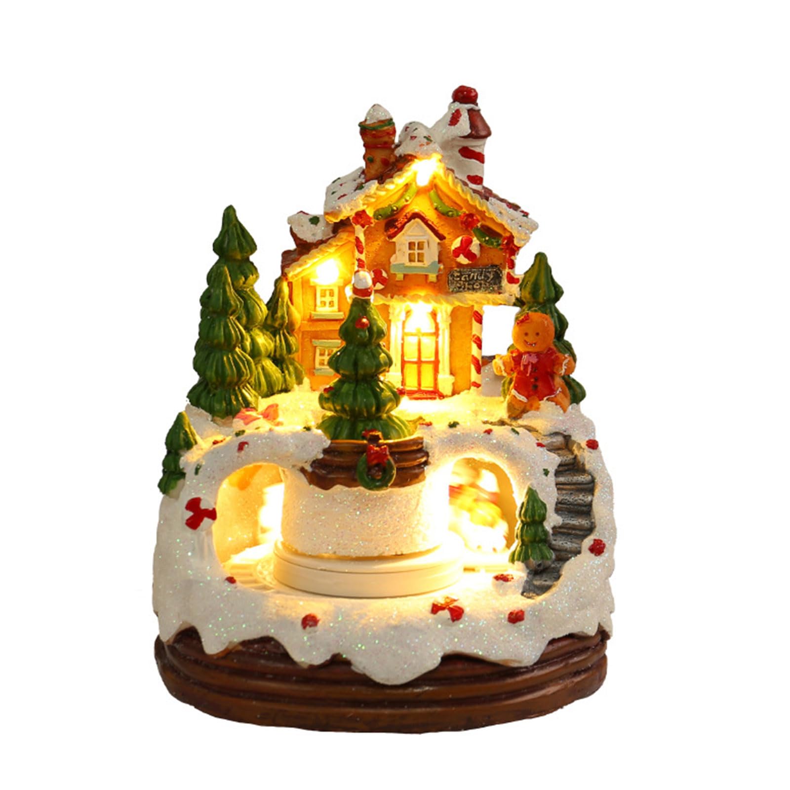 Casa luminosa in resina con musica deliziosa decorazione natalizia per uffici di famiglia e negozio decorazione da tavolo