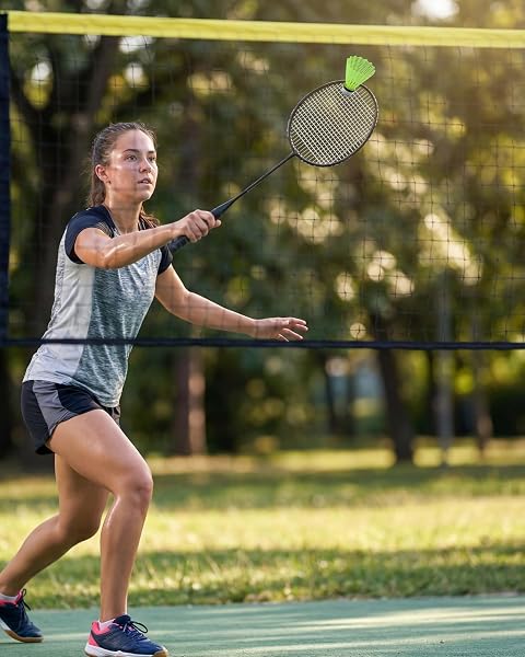 Filet de Badminton et Pickleball 510x102x155 cm, Kit Complet avec Raquettes, Hauteur Réglable 107-155 cm, Ensemble de Jeux Sportif pour Jardin et Extérieur - 5