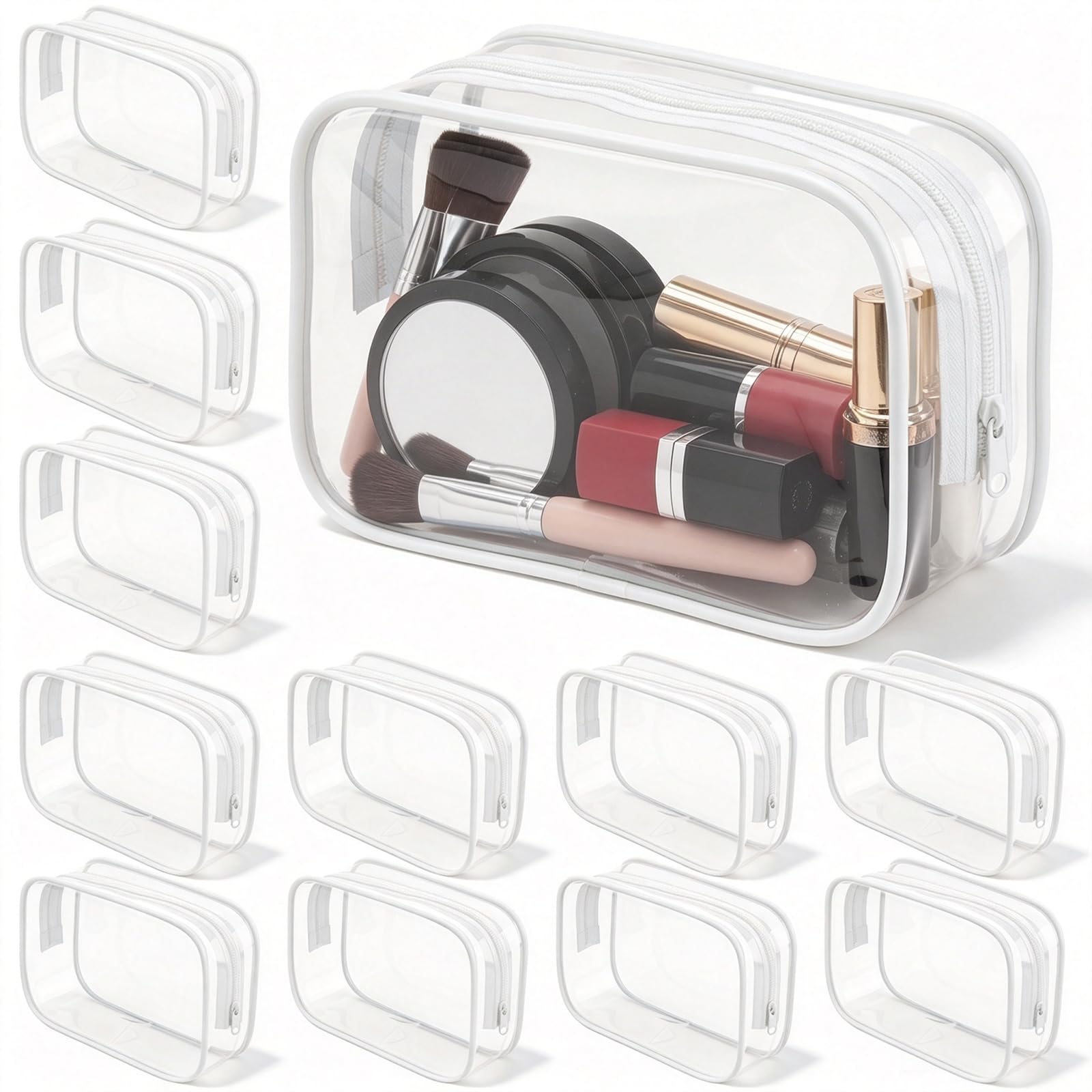 View 1 of 12PCS Clear Makeup Bags, Waterproof Toiletry Bags