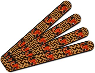 Geometric Velociraptor Raptor Dinosaur Aztec Mayan Style Double-Sided Nail File Emery Board Set 4 Pack
