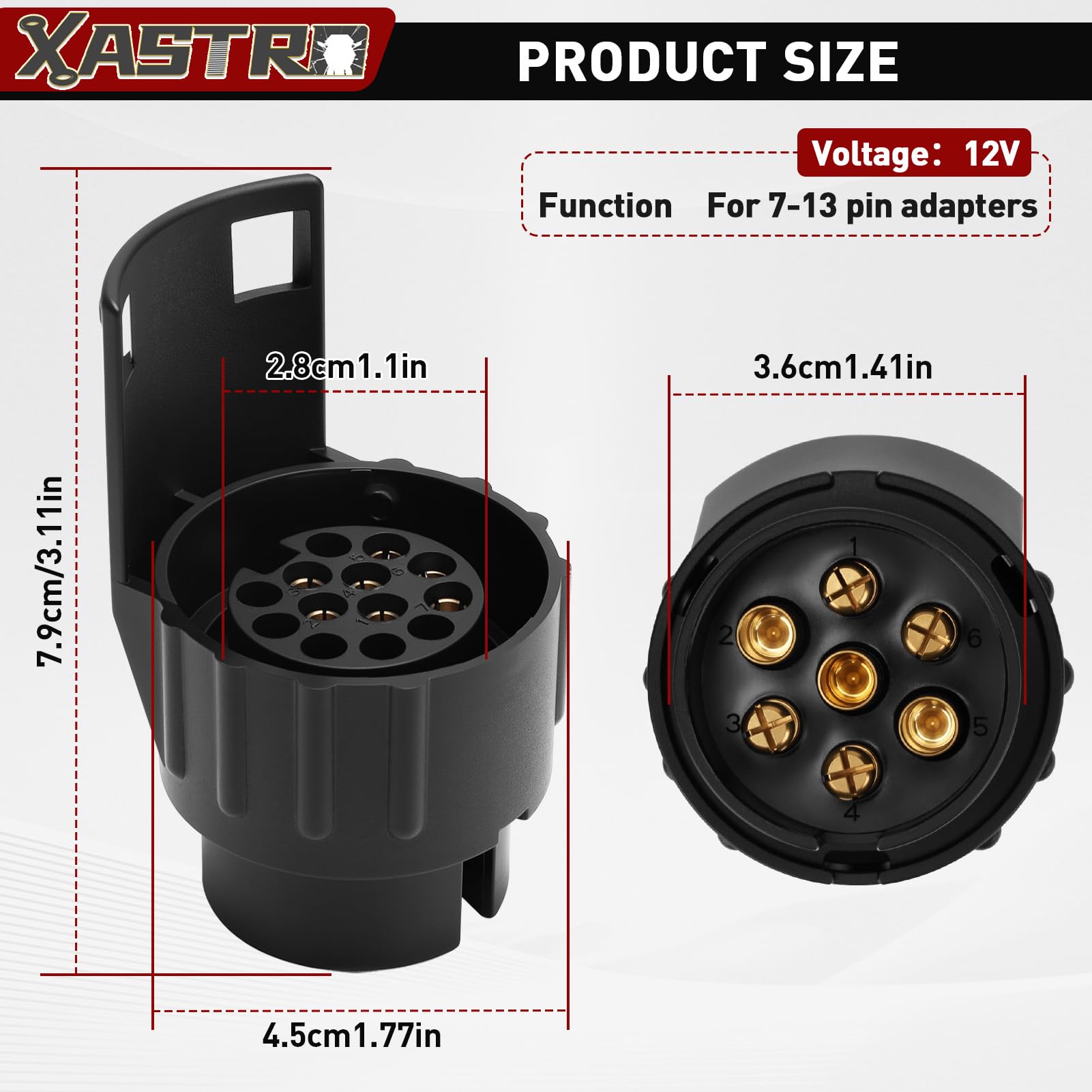Adattatore di traino 7 a 13 pin, convertitore di adattatore per presa di corrente per rimorchio per auto Connettore di traino per gancio di traino per 12V