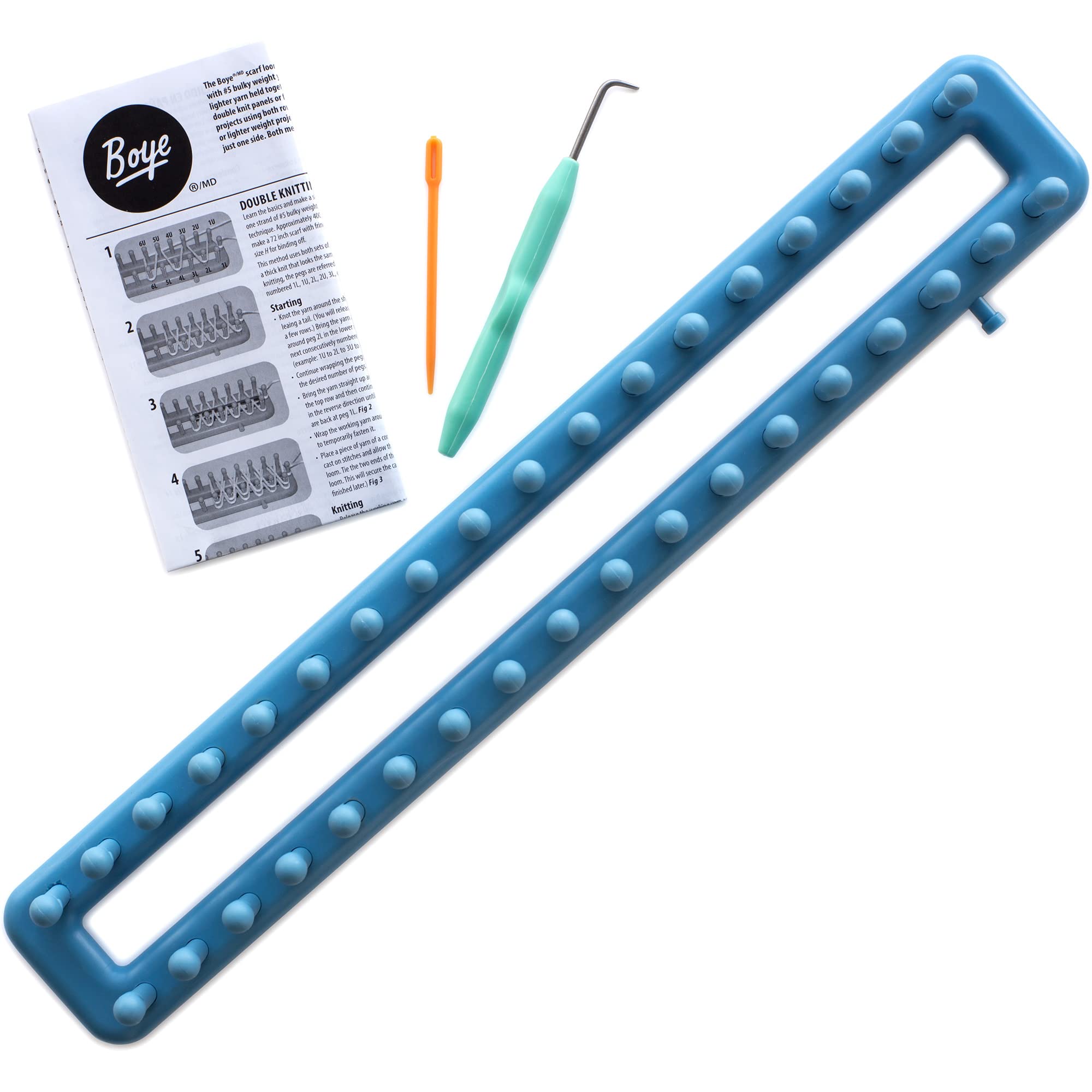 Boye Plastic Rectangular Loom Knitting Set, 36 Pegs and 15" Long, Multicolor 4 Piece - Image 3