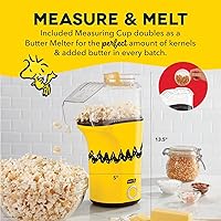 Vista 4 de Peanuts DASH Fresh Pop Popcorn Maker - Oil-Free, Air Popcorn Popper - With Measuring Cup & Recipe Guide - Perfect for Movie Nights - 16 Cups