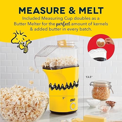 Miniatura 4 de Peanuts DASH Fresh Pop Popcorn Maker - Oil-Free, Air Popcorn Popper - With Measuring Cup & Recipe Guide - Perfect for Movie Nights - 16 Cups
