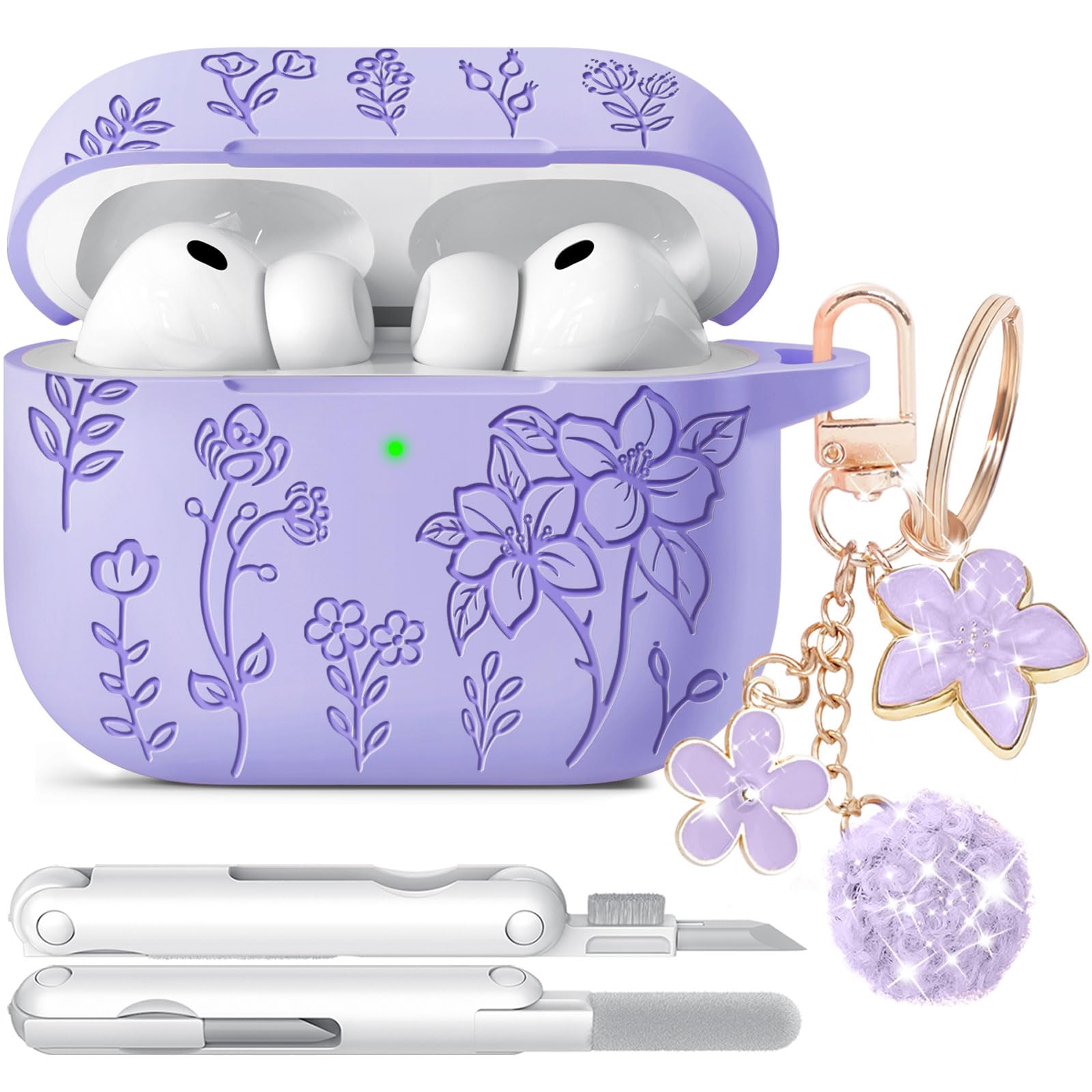 for AirPods Pro 3 Case, Soft Silicone Airpod Pro Case Cover with Keychain &amp; Cleaning Kit Compatible with AirPods Pro 3rd Generation 2025 for Women Girly, Anti-Scratch