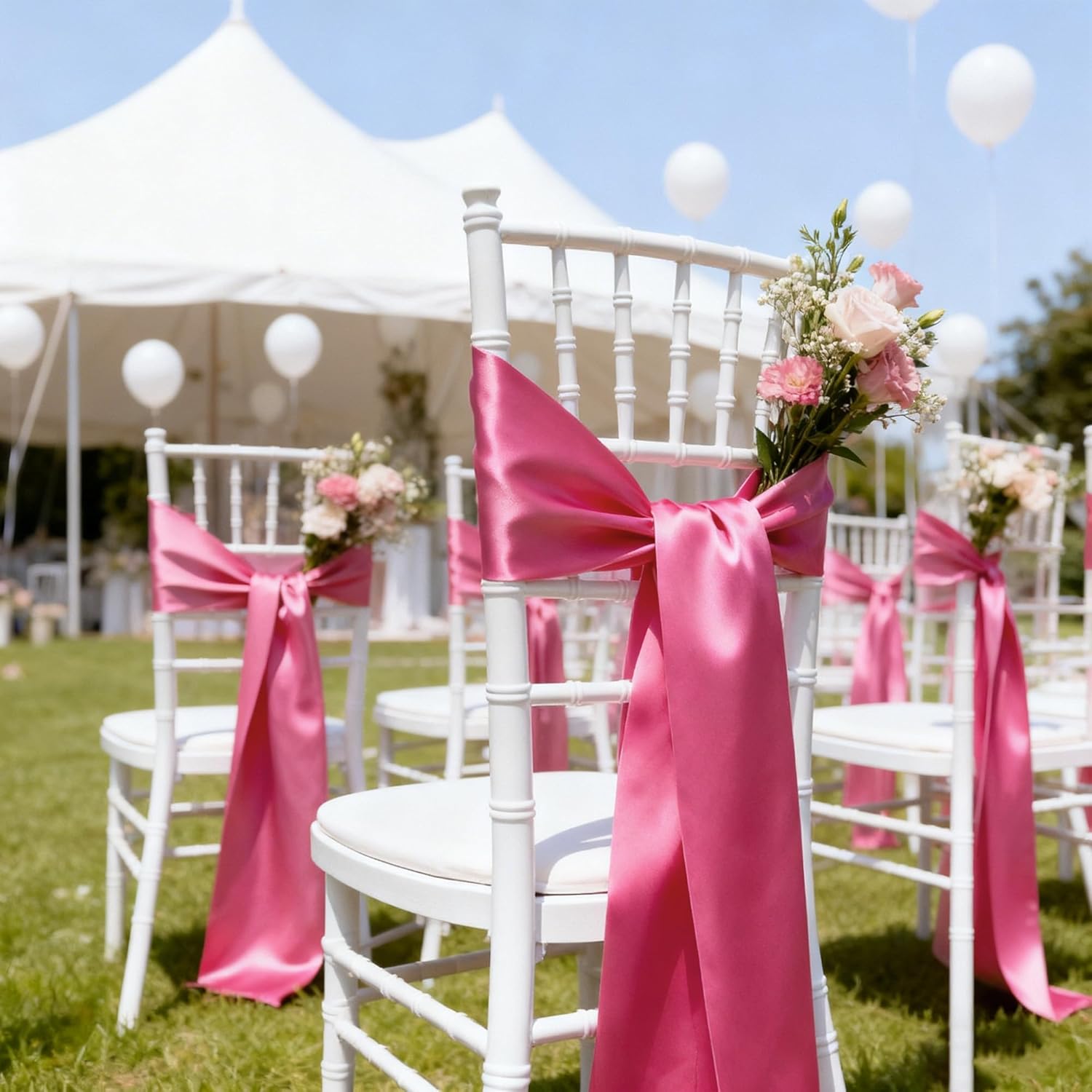 Wide Hot Pink Satin Ribbon 12 Inch x 25Yards Large Ribbon for Cutting Ceremony Grand Opening Chair Sash Table Large Bows Wedding Party Decoration
